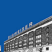 St Louis Skyline Budweiser Brewery - Royal Blue Art Print