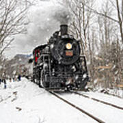 Steam Train In The Snow Art Print