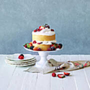 Still Life Berry Cream Layer Cake Art Print