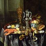 Still Life With Fruit And Shellfish Oil On Canvas Art Print