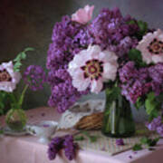 Still Life With Lilac And Peonies Art Print