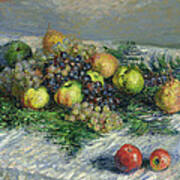 Still Life With Pears And Grapes Art Print