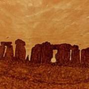 Stonehenge Solstice Original Coffee Painting Art Print