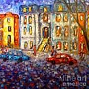 Street In Montreal At Dusk Art Print