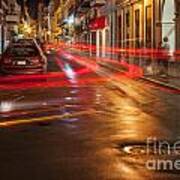 Streetscene At Night In Old San Juan Puerto Rico Art Print