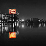 Sugar Glow - Classic Iconic Domino Sugars Neon Sign, Inner Harbor Baltimore, Maryland - Color Splash Art Print