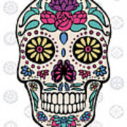 Sugar Skull Iii On Gray Art Print