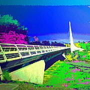 Sundial Bridge Redding  Ca Digitally Painted Art Print