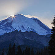 Sundown On Mt. Rainier Art Print