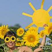 Sunflower And Sun Art Print