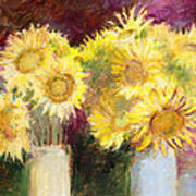 Sunflowers In Jars Art Print