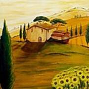 Sunflowers In Tuscany Art Print