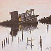 Sunken Boat Art Print