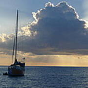 Sunset And Boats - St. Lucia Art Print