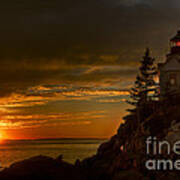 Sunset At Bass Harbor Lighthouse Art Print