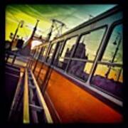 #sunset At #budapest #bridge #tram Art Print