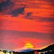 Sunset At Mystical Mount Fuji Japan Art Art Print