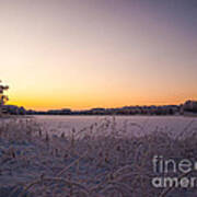 Sunset In Lakeside Winterscape Art Print
