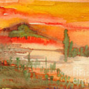Sunset In Saguaro Desert Art Print