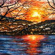 Sunset On Greers Ferry Lake Arkansas Art Print
