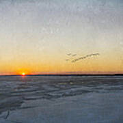 Sunset On The Frozen Bay Art Print