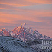 Sunset Over The Grand Tetons Art Print