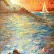 Sunset Over The Sea. Art Print