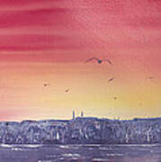 Sunset Over The Sea Of Marmar Art Print