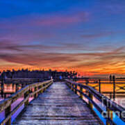 Sunset Pier Fishing Art Print