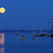 Super Moon Rising Above Belfast Harbor Maine Art Print