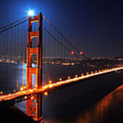 Supermoon Shining On Top Of The Golden Gate Bridge Art Print