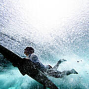 Surfer Duck Diving Art Print