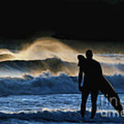 Surfer Looking At The Surf Art Print
