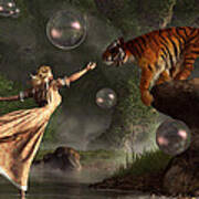 Surreal Tiger Bubble Waterdancer Dream Art Print