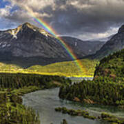 Swiftcurrent River Rainbow Art Print