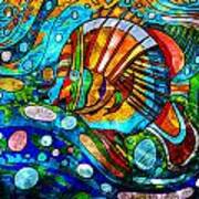 Swim Little Fishy Swim - Colorful Abstract Fish Art Print