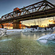Swing Bridge Frozen River Art Print