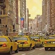 Yellow Taxi In Nyc Art Print