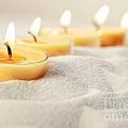 Tea Light Candles In Sand Art Print