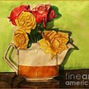 Tea Roses Bordered Art Print