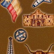 Texas Icons Poster By Sant'agata Art Print