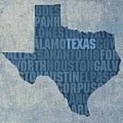 Texas Word Art State Map On Canvas Art Print