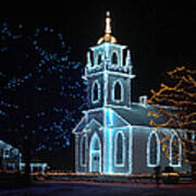 The Church - Alight At Night. Upper Canada Village Art Print