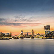 The City Of London In Sunset Scene Art Print