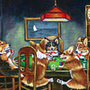 The Corgi Poker Game Art Print