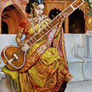 The Girl With The Sitar Art Print
