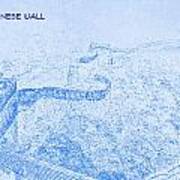The Great Chinese Wall - Blueprint Drawing Art Print
