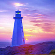 The Lighthouse At Sunset Art Print