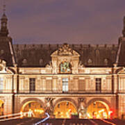 The Louvre Museum Lit Up At Night Art Print