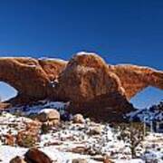 The Windows In Snow Arches National Park Utah Art Print